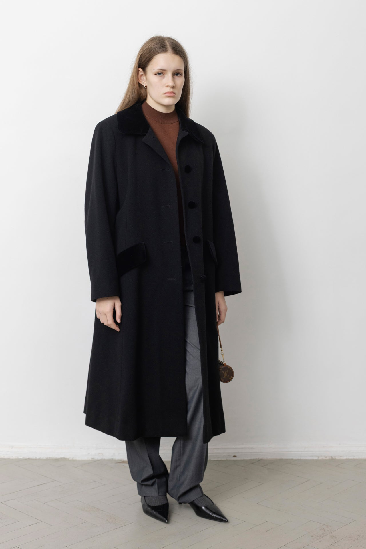 Vintage Long Black Wool Coat