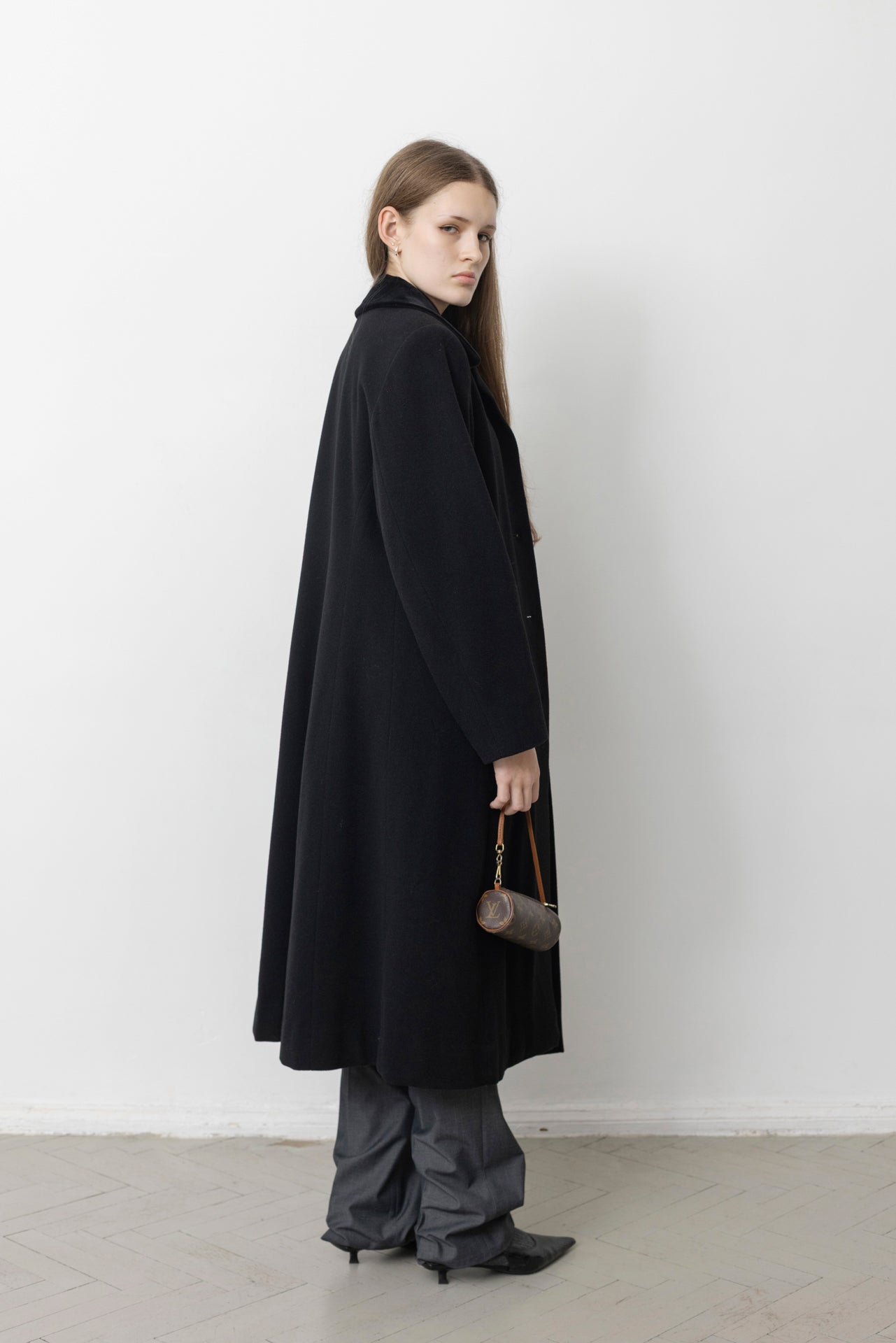 Vintage Long Black Wool Coat
