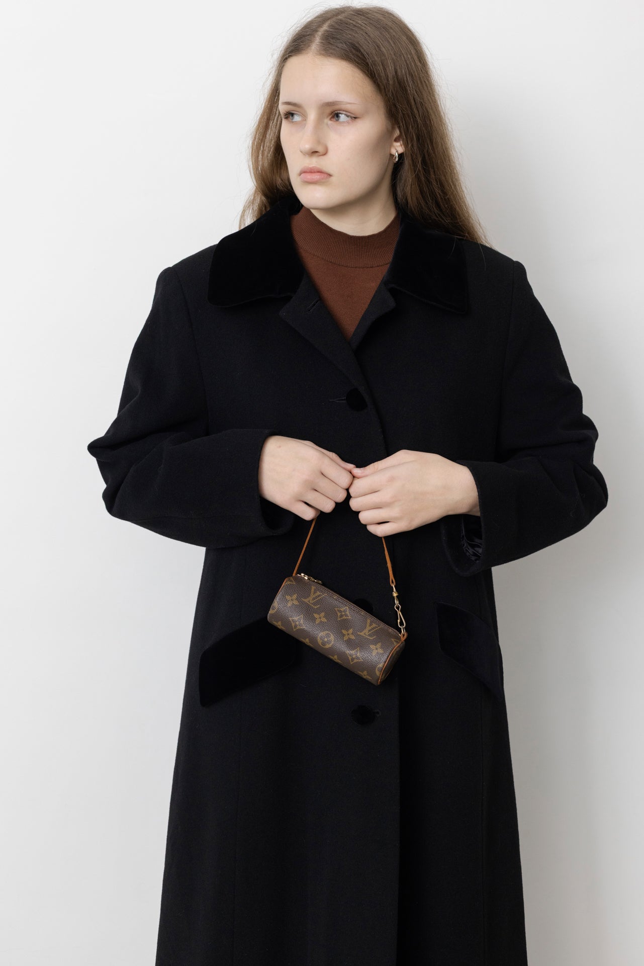 Vintage Long Black Wool Coat