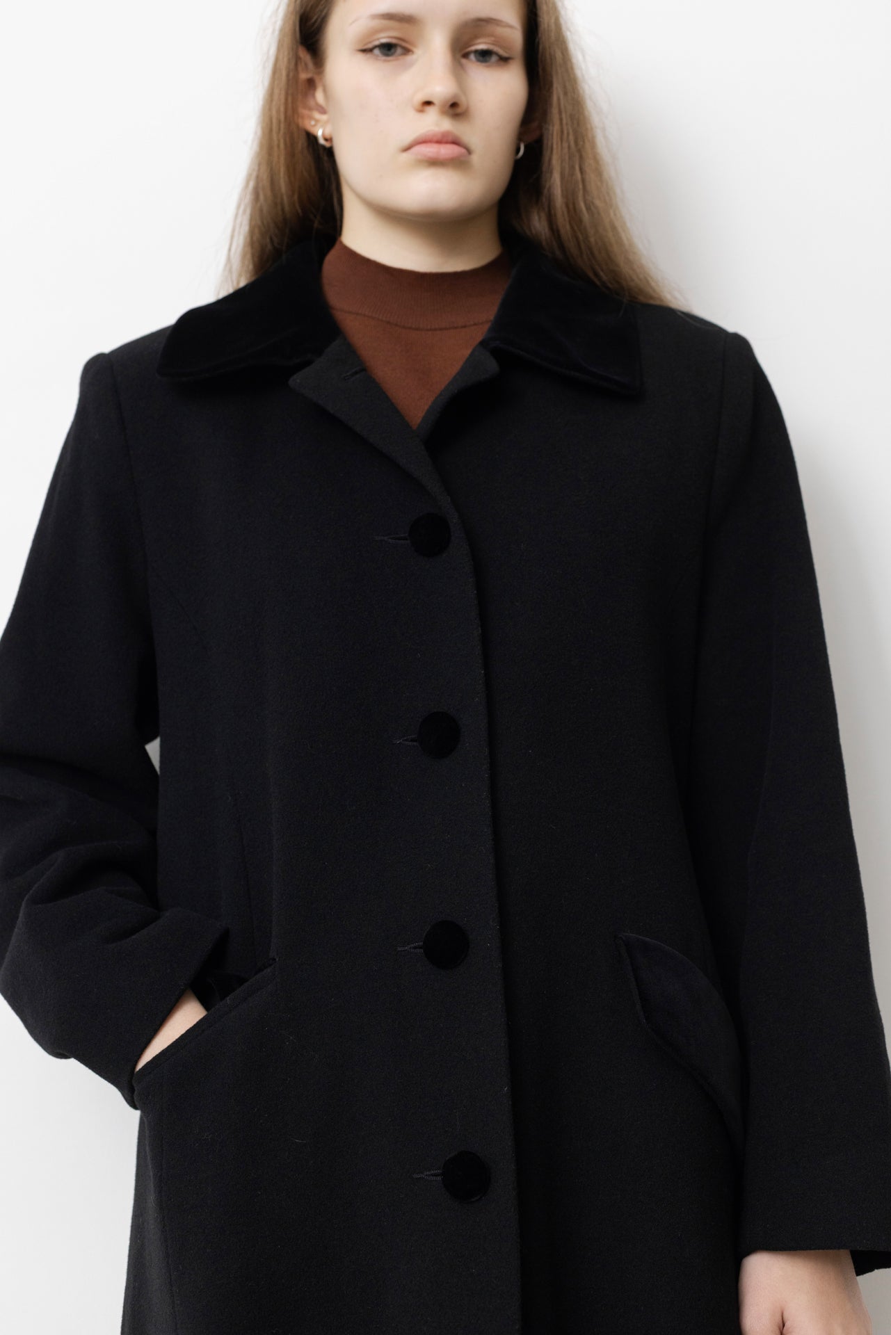 Vintage Long Black Wool Coat