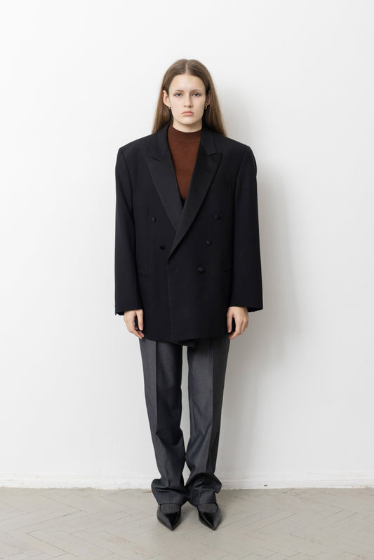 Vintage Black Tuxedo Wool Blazer