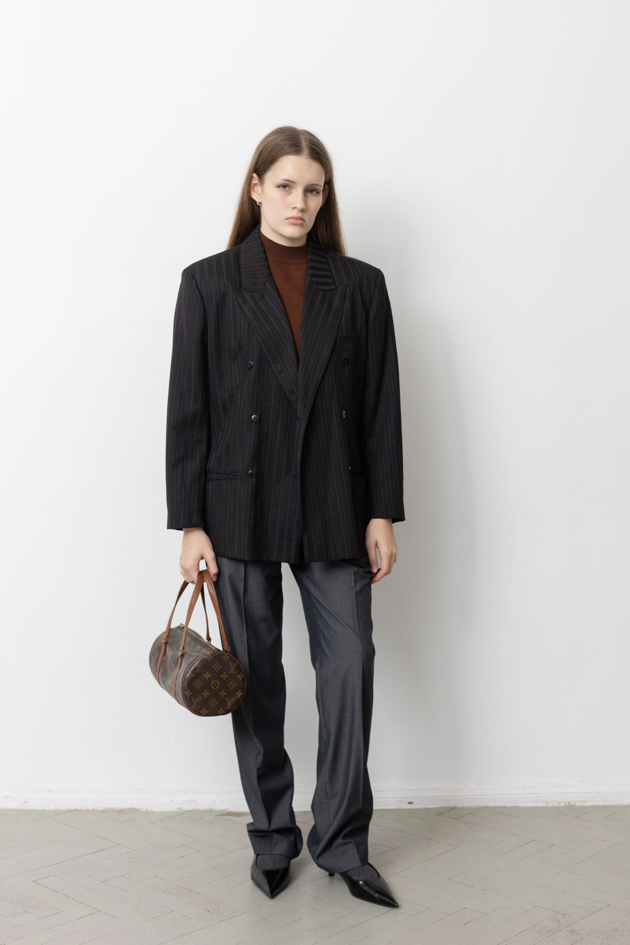 Vintage Black Striped Blazer