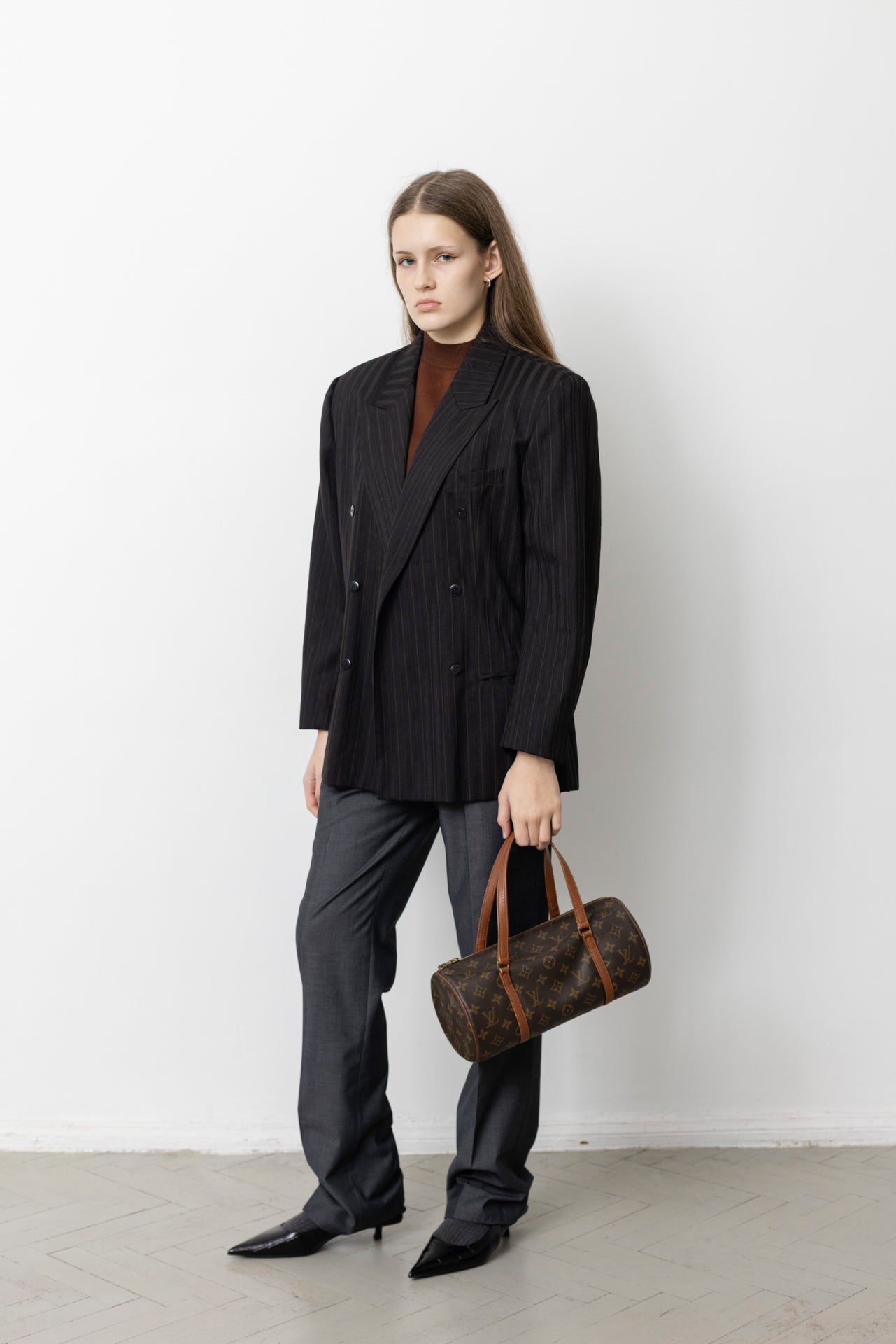 Vintage Black Striped Blazer