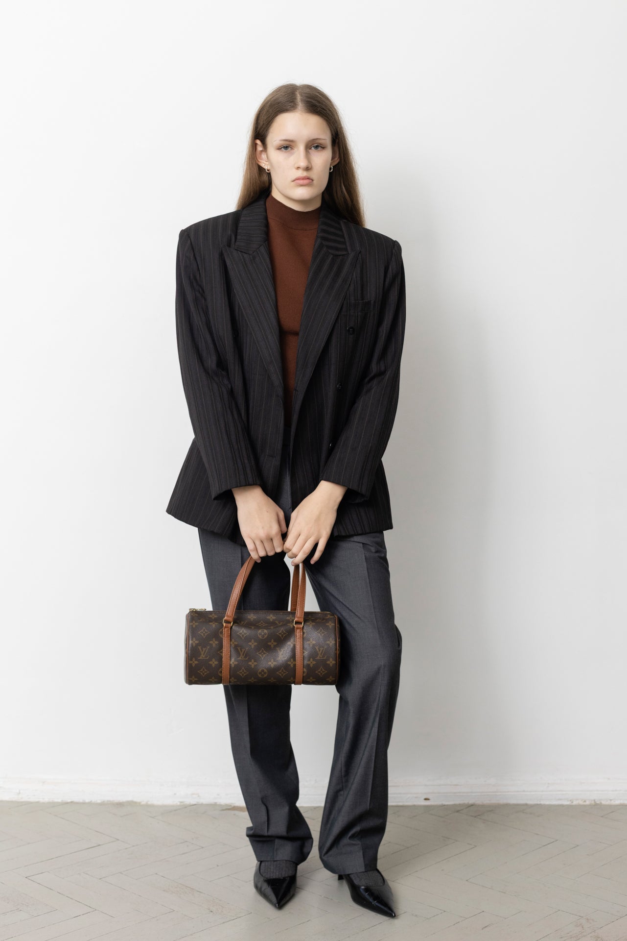 Vintage Black Striped Blazer