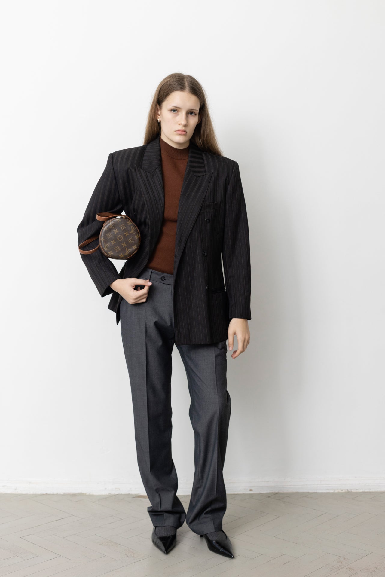 Vintage Black Striped Blazer