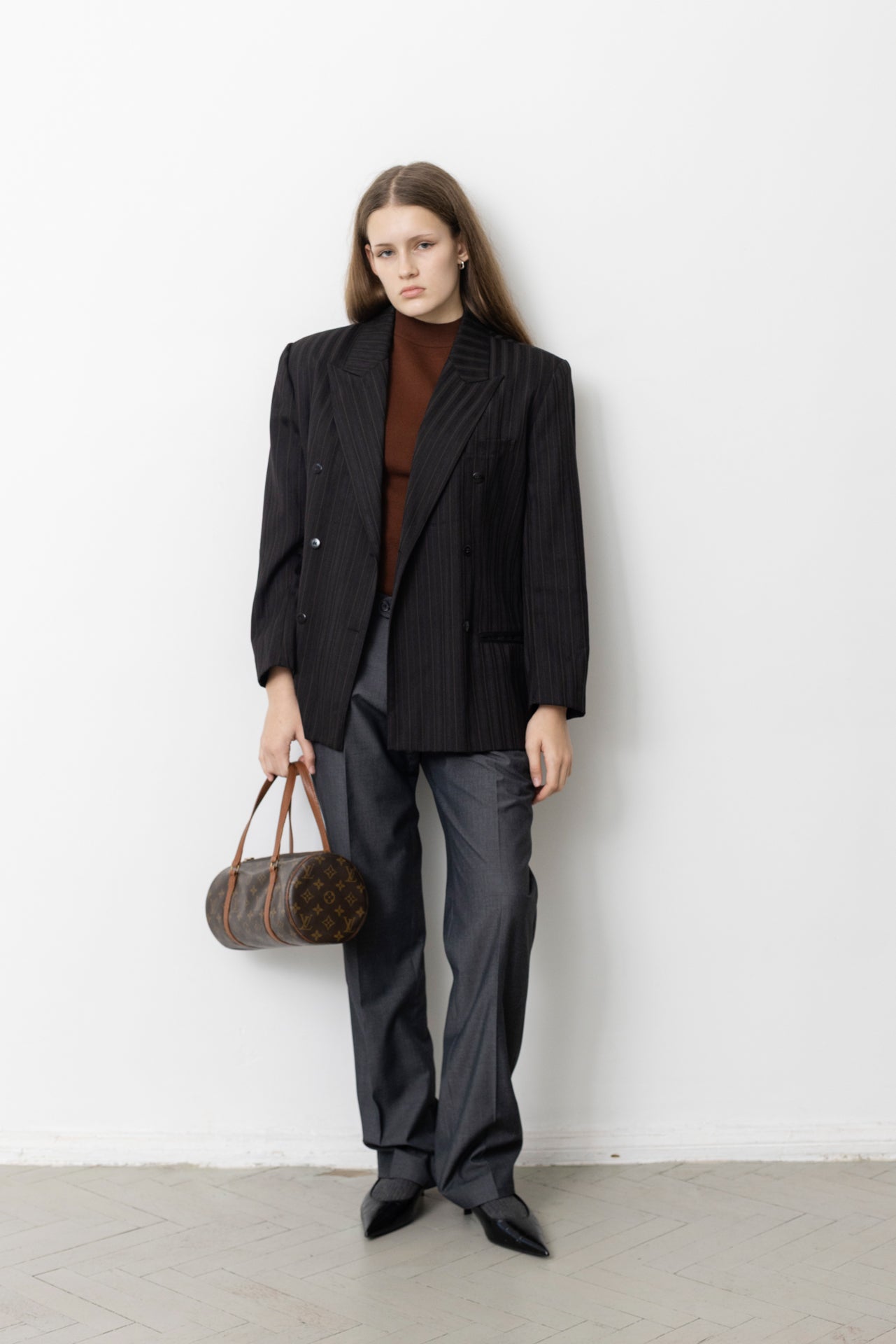 Vintage Black Striped Blazer