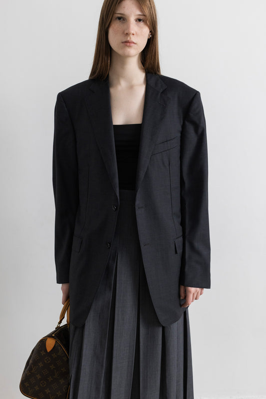Vintage Ermenegildo Zegna Grey Wool Silk Blazer