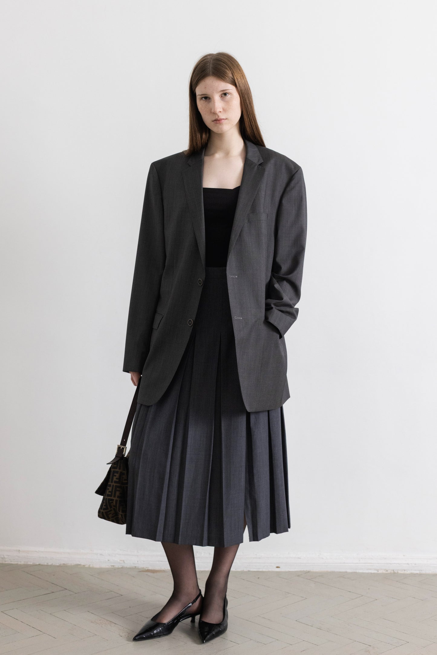 Vintage Hugo Boss Grey 100% Wool Blazer