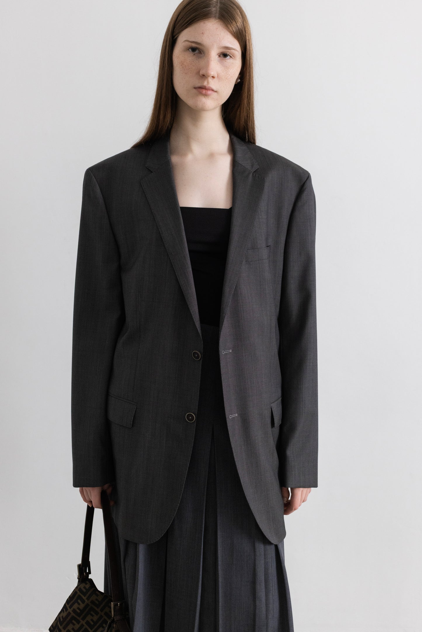 Vintage Hugo Boss Grey 100% Wool Blazer