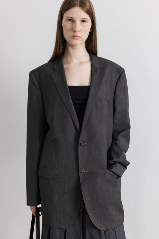 Vintage Hugo Boss Grey 100% Wool Blazer