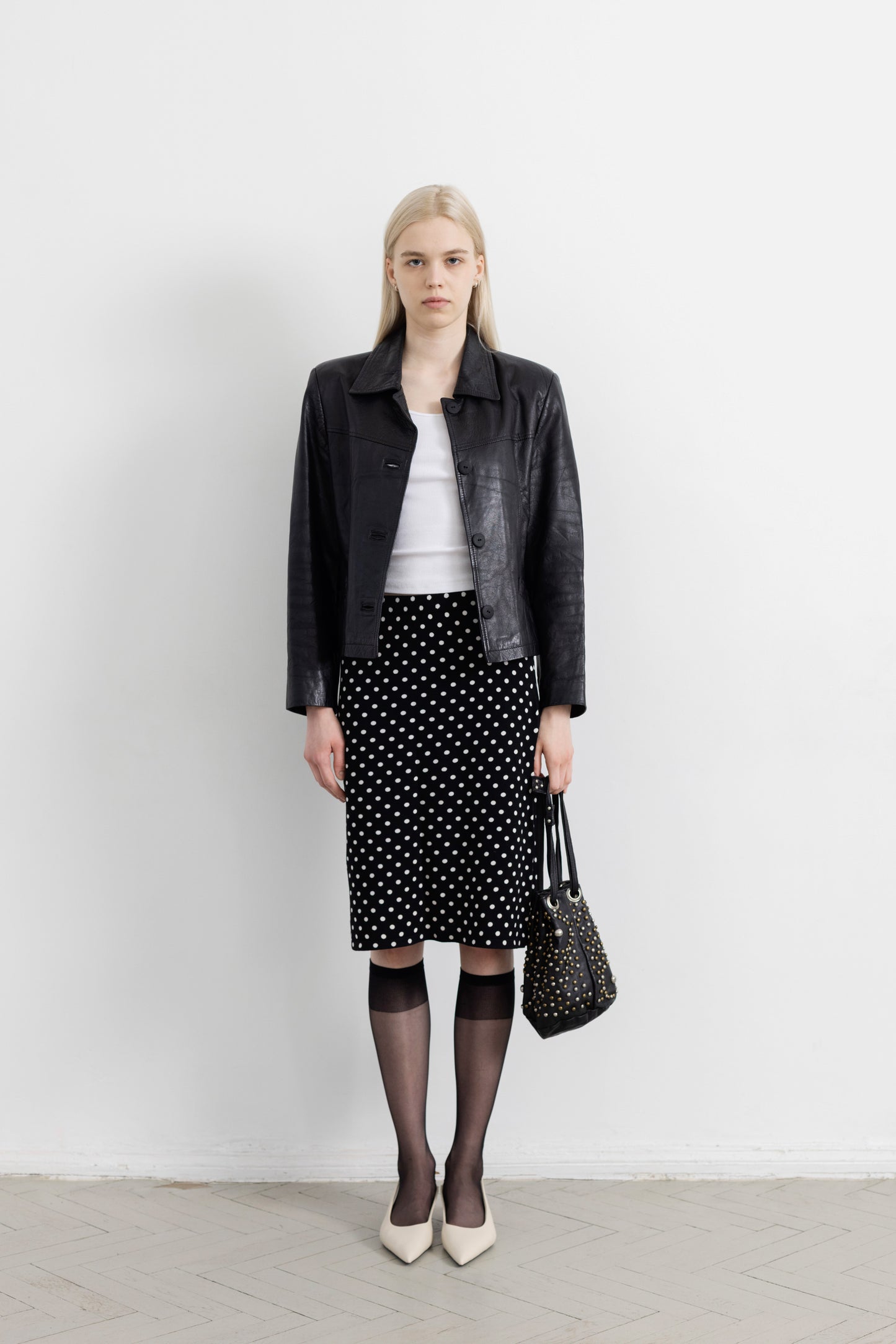 Vintage Short Black Leather Jacket