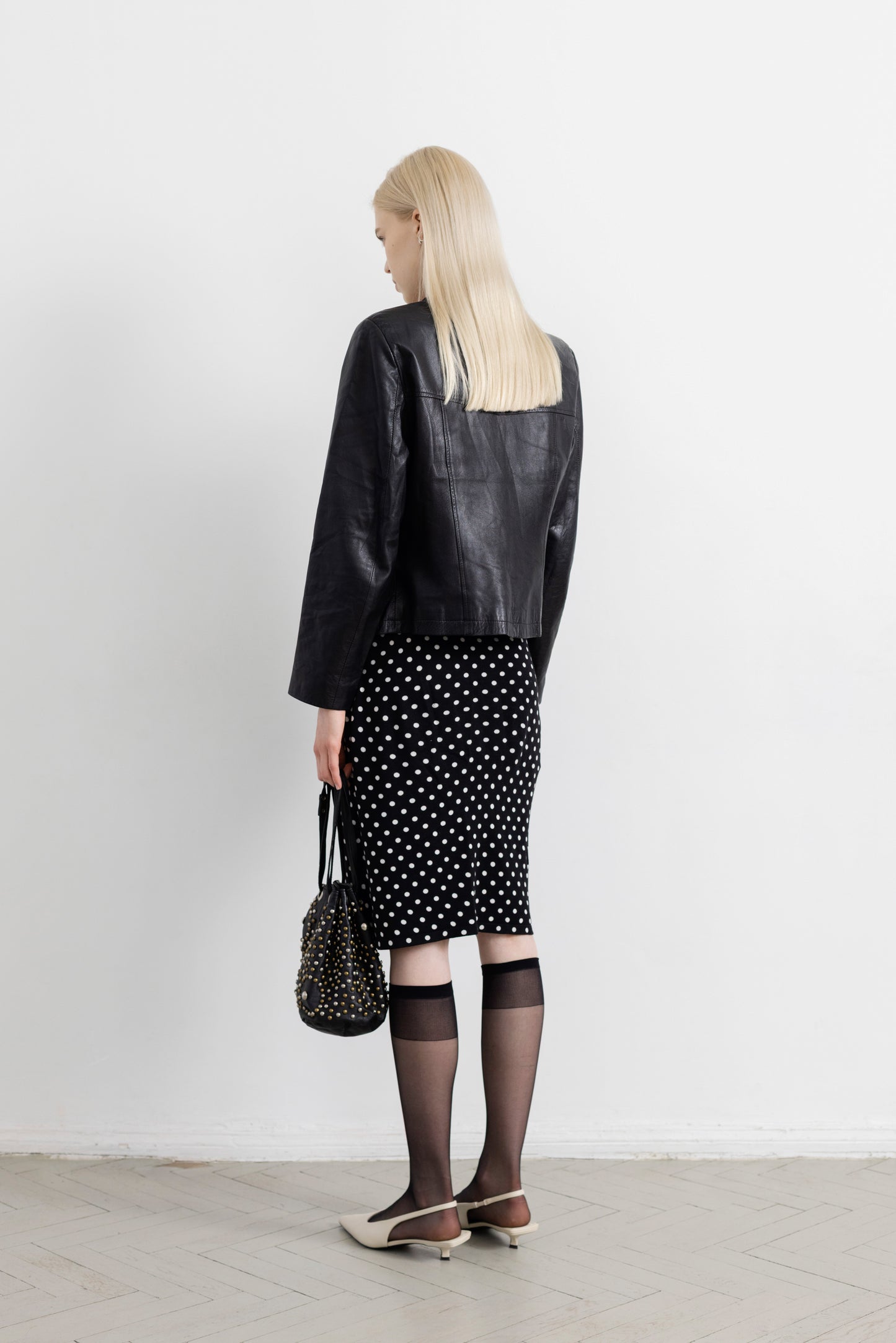 Vintage Short Black Leather Jacket