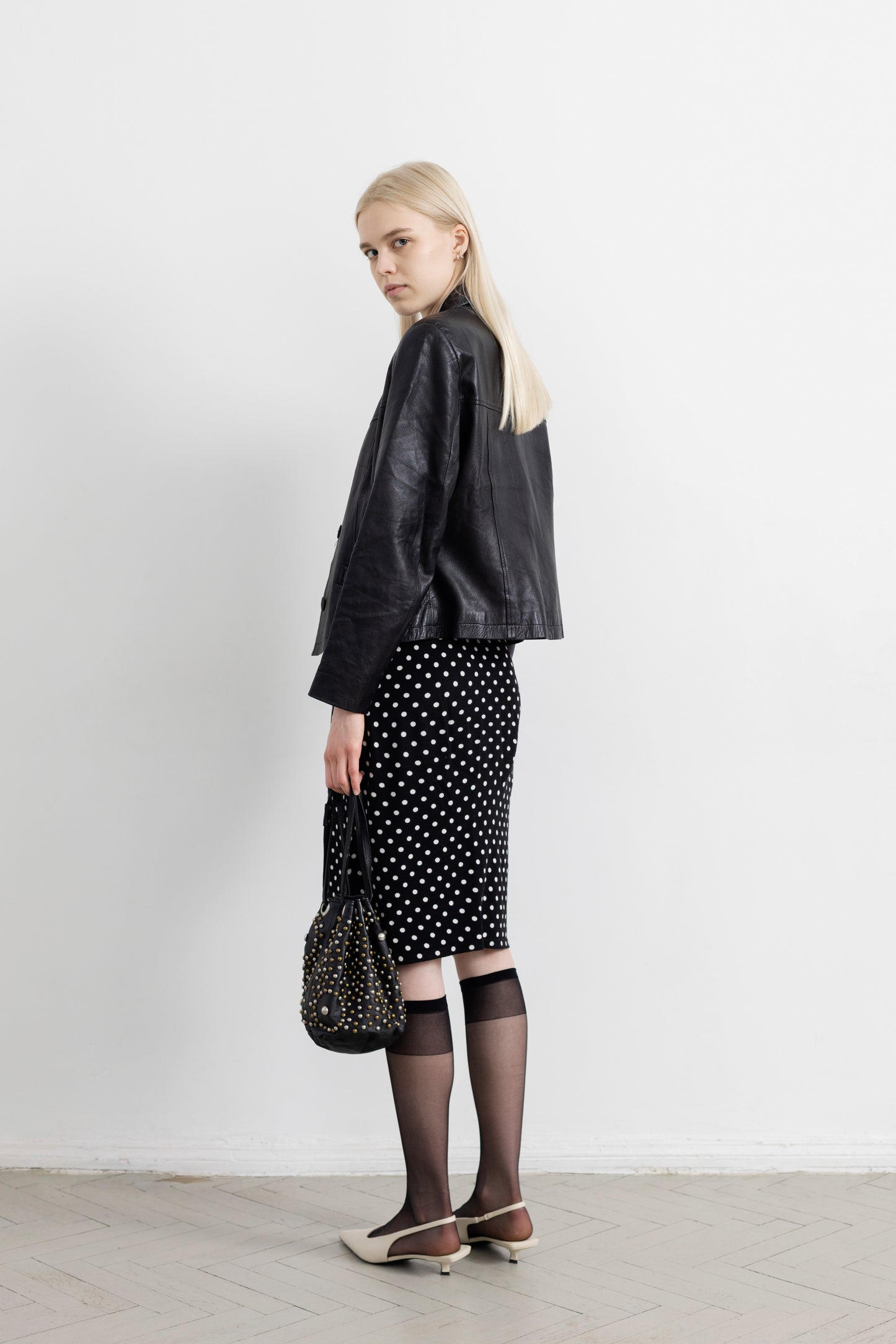 Vintage Short Black Leather Jacket