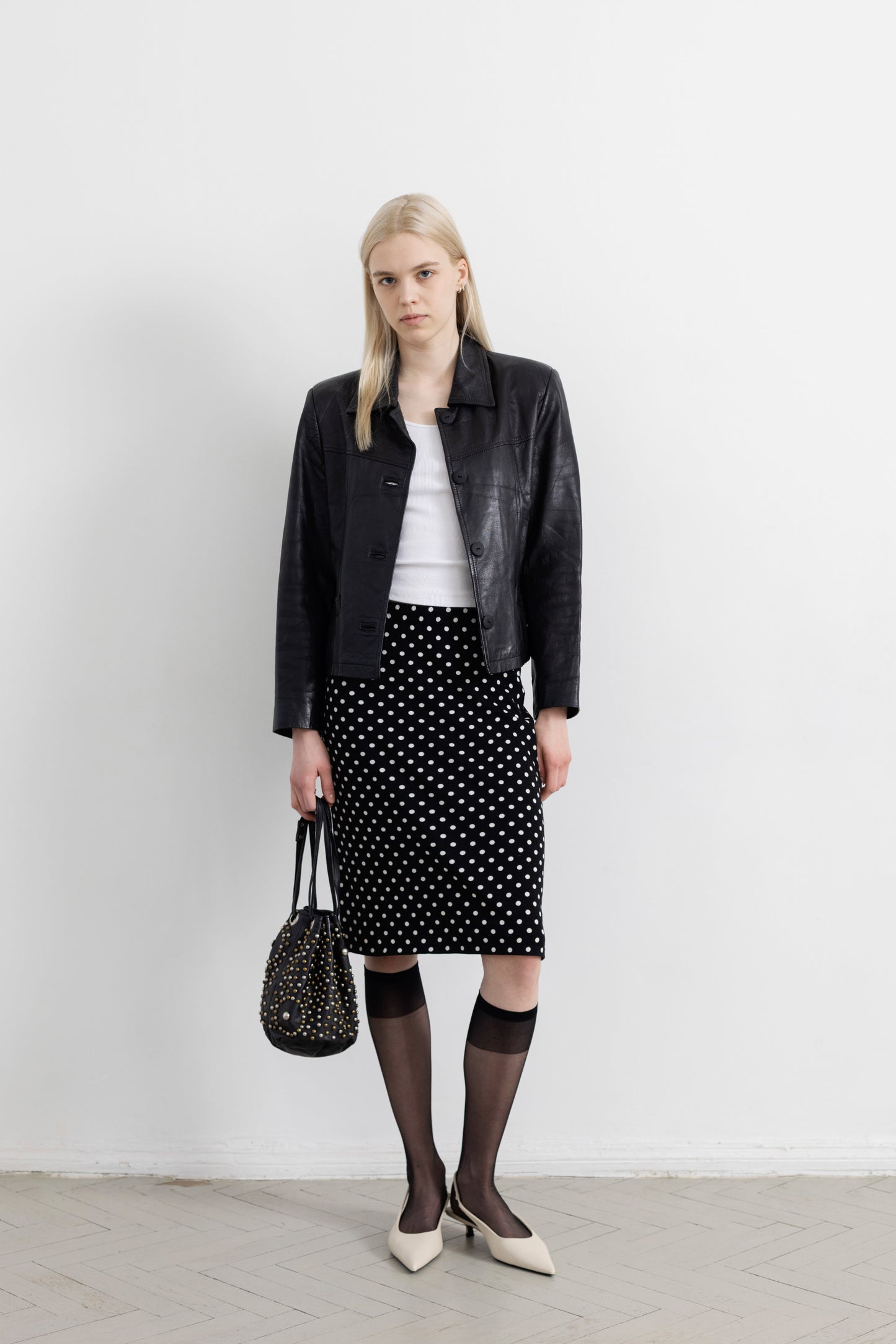 Vintage Short Black Leather Jacket
