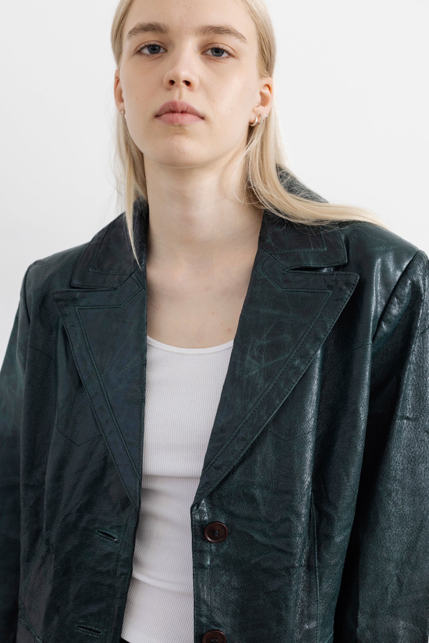 Vintage Emerald Green Leather Jacket