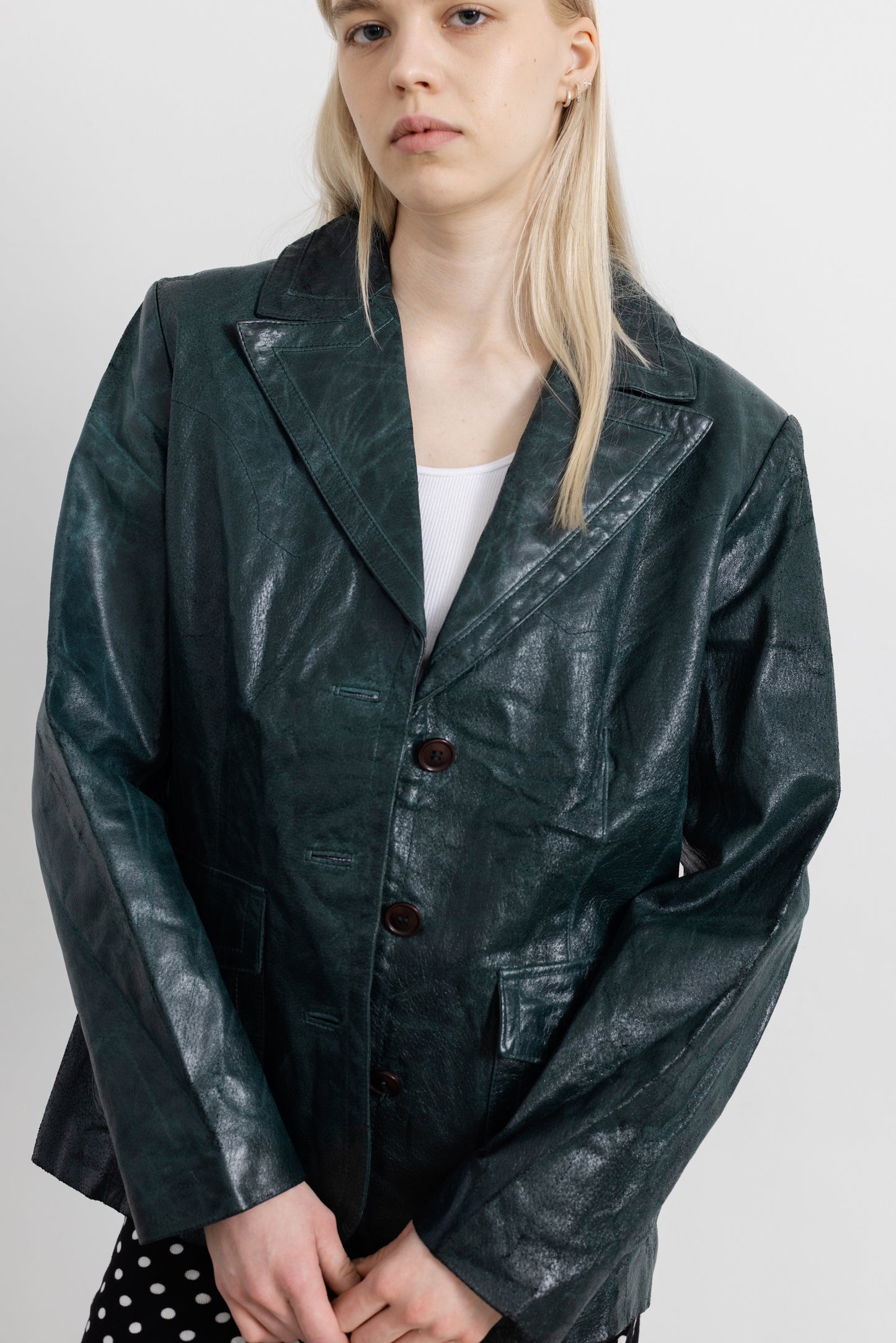 Vintage Emerald Green Leather Jacket