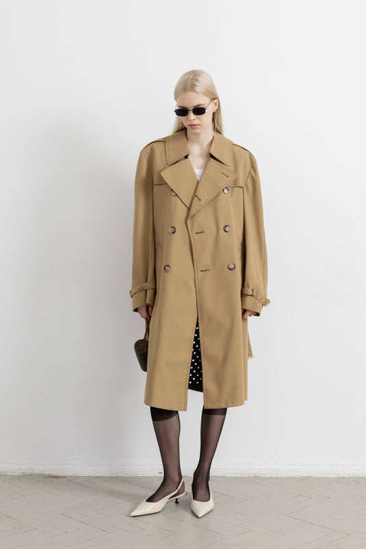 Vintage Camel Beige Trench Coat