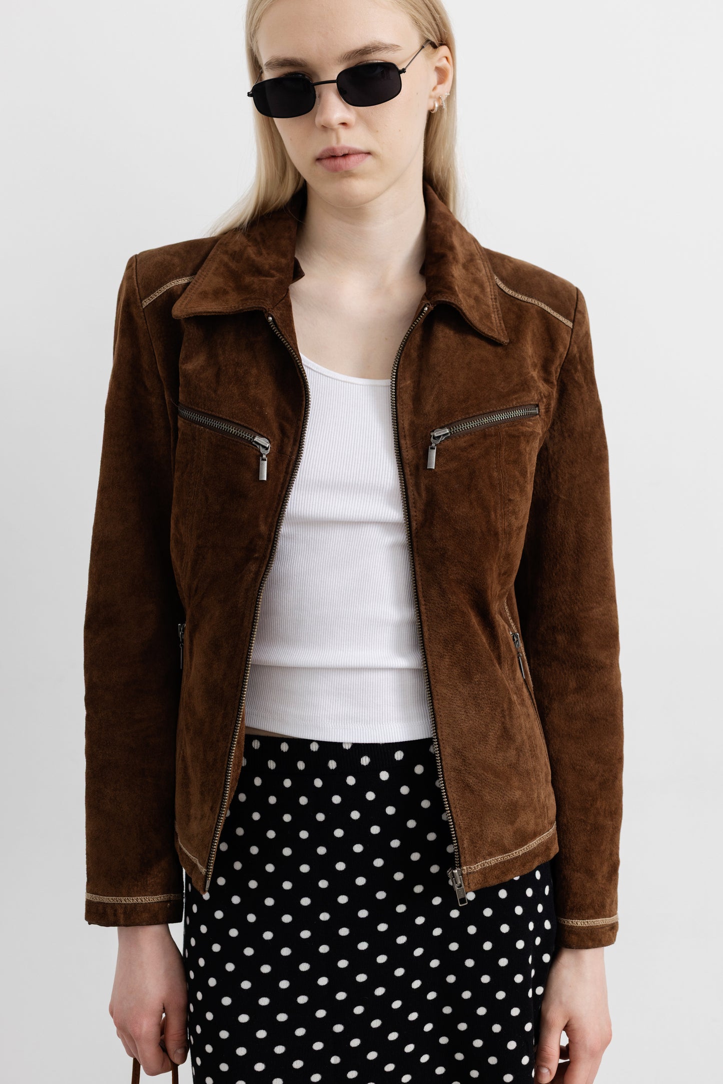 Vintage Brown Suede Leather Jacket