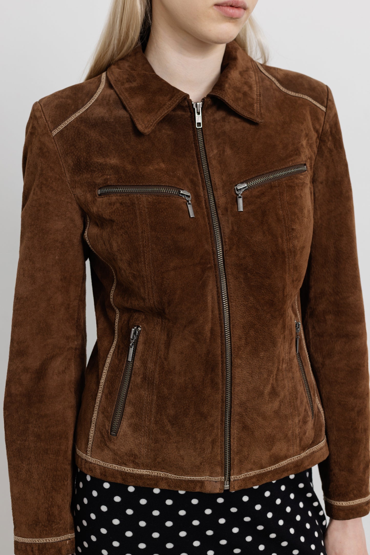 Vintage Brown Suede Leather Jacket