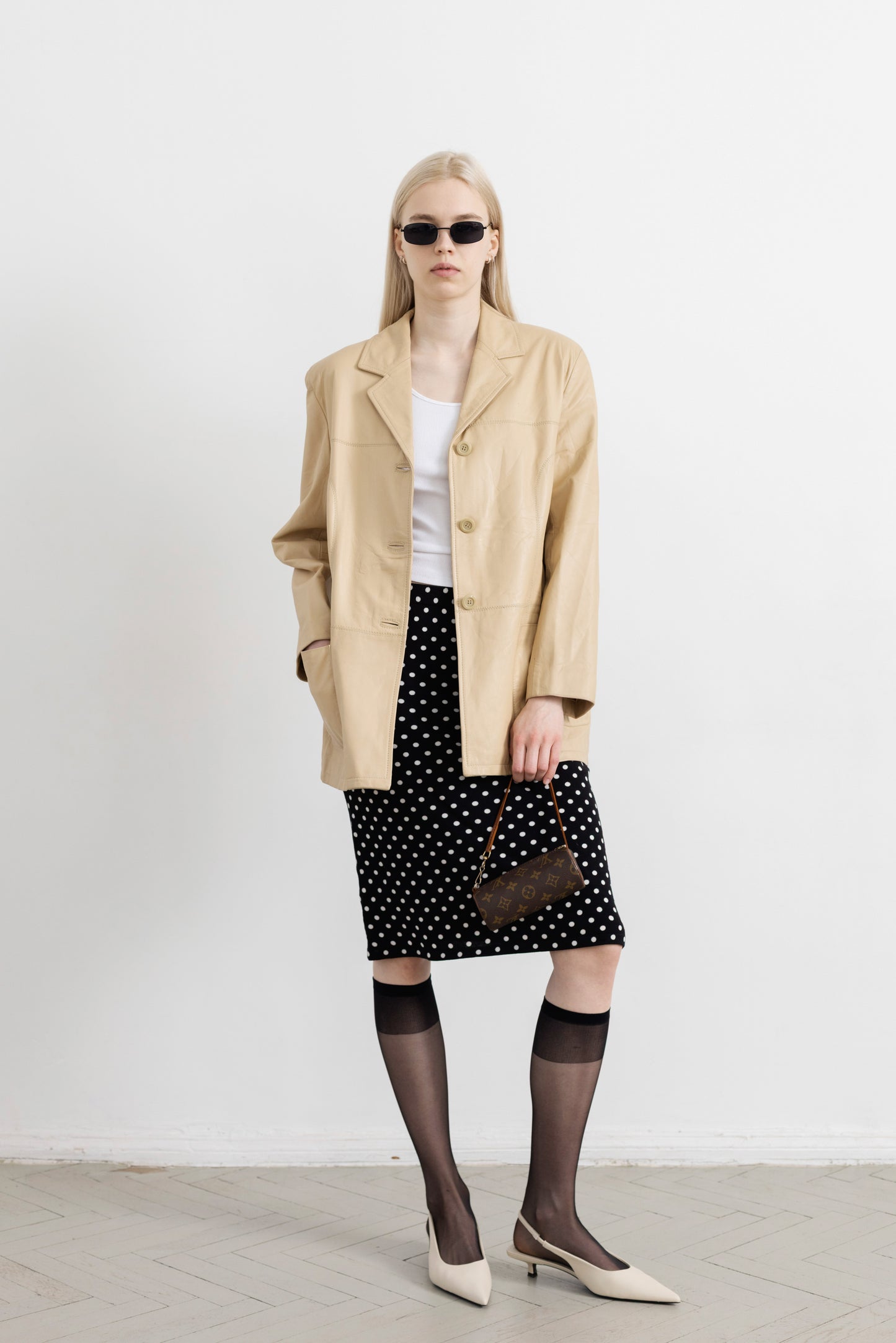 Vintage Warm Beige Soft Leather Jacket