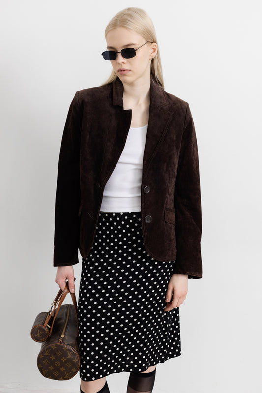 Vintage Dark Brown Suede Leather Jacket