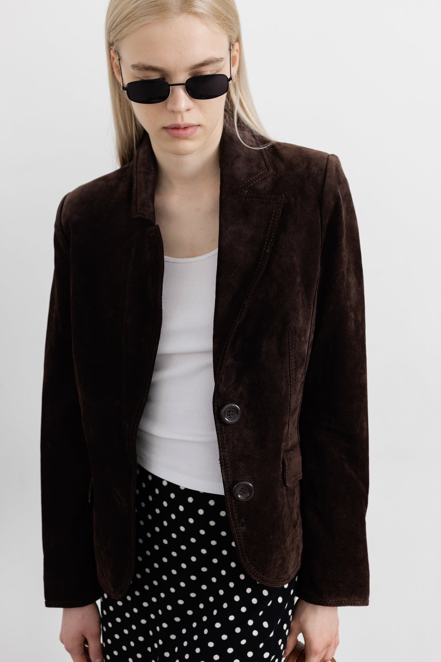 Vintage Dark Brown Suede Leather Jacket