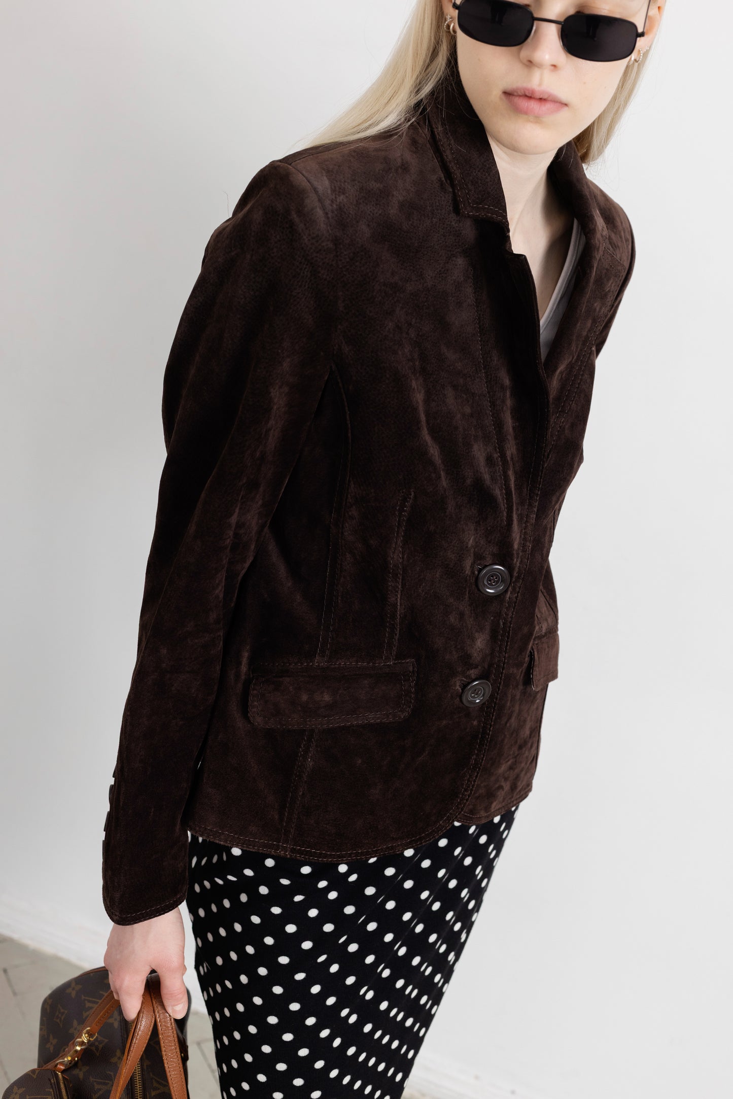 Vintage Dark Brown Suede Leather Jacket
