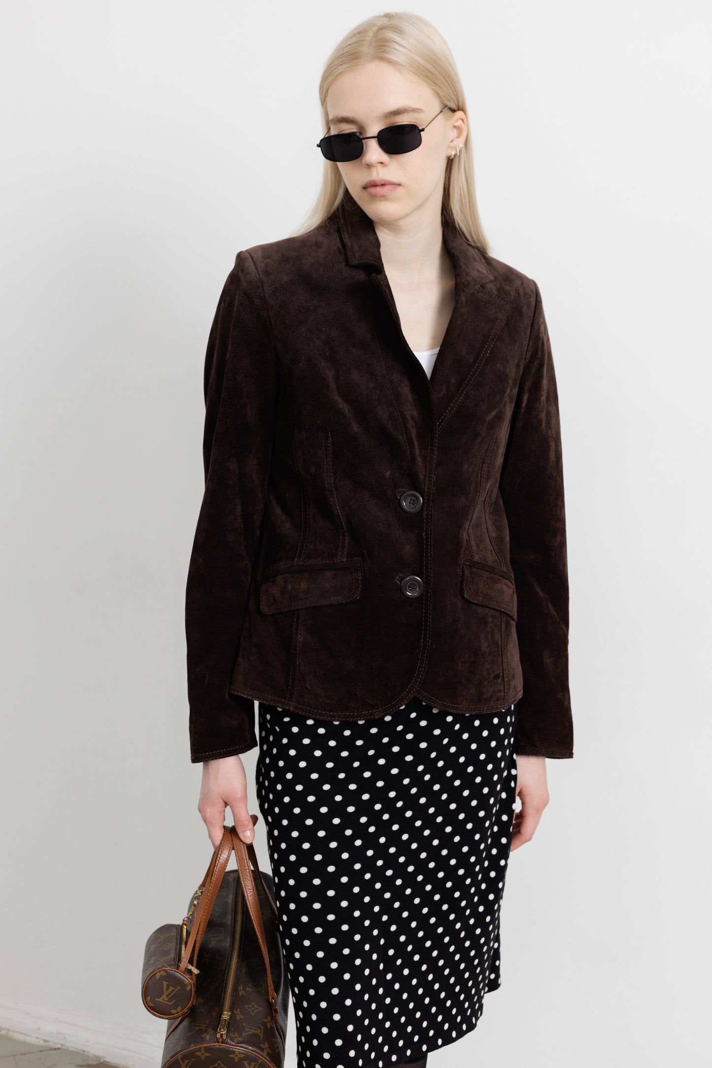 Vintage Dark Brown Suede Leather Jacket