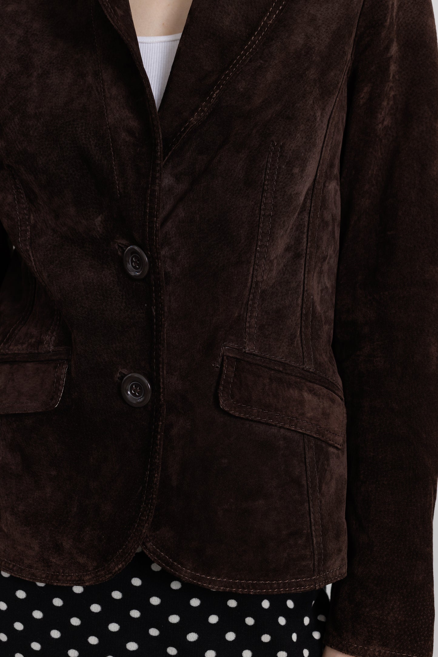 Vintage Dark Brown Suede Leather Jacket