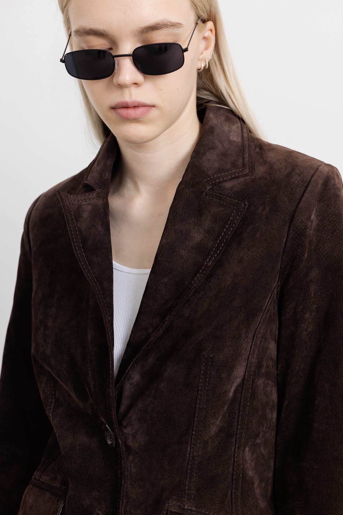 Vintage Dark Brown Suede Leather Jacket
