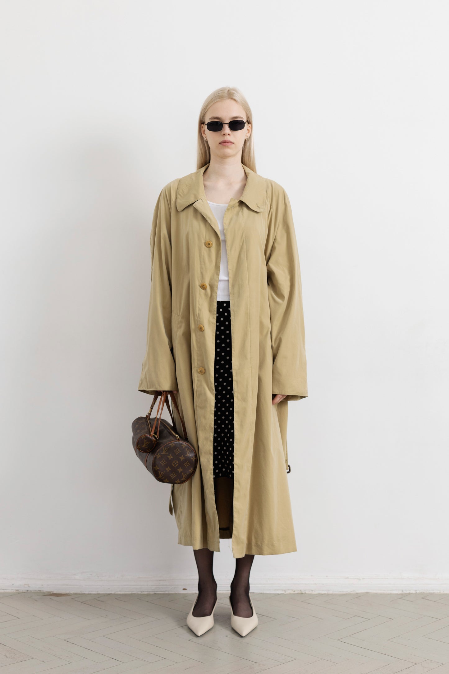 Vintage Khaki Beige Trench Coat