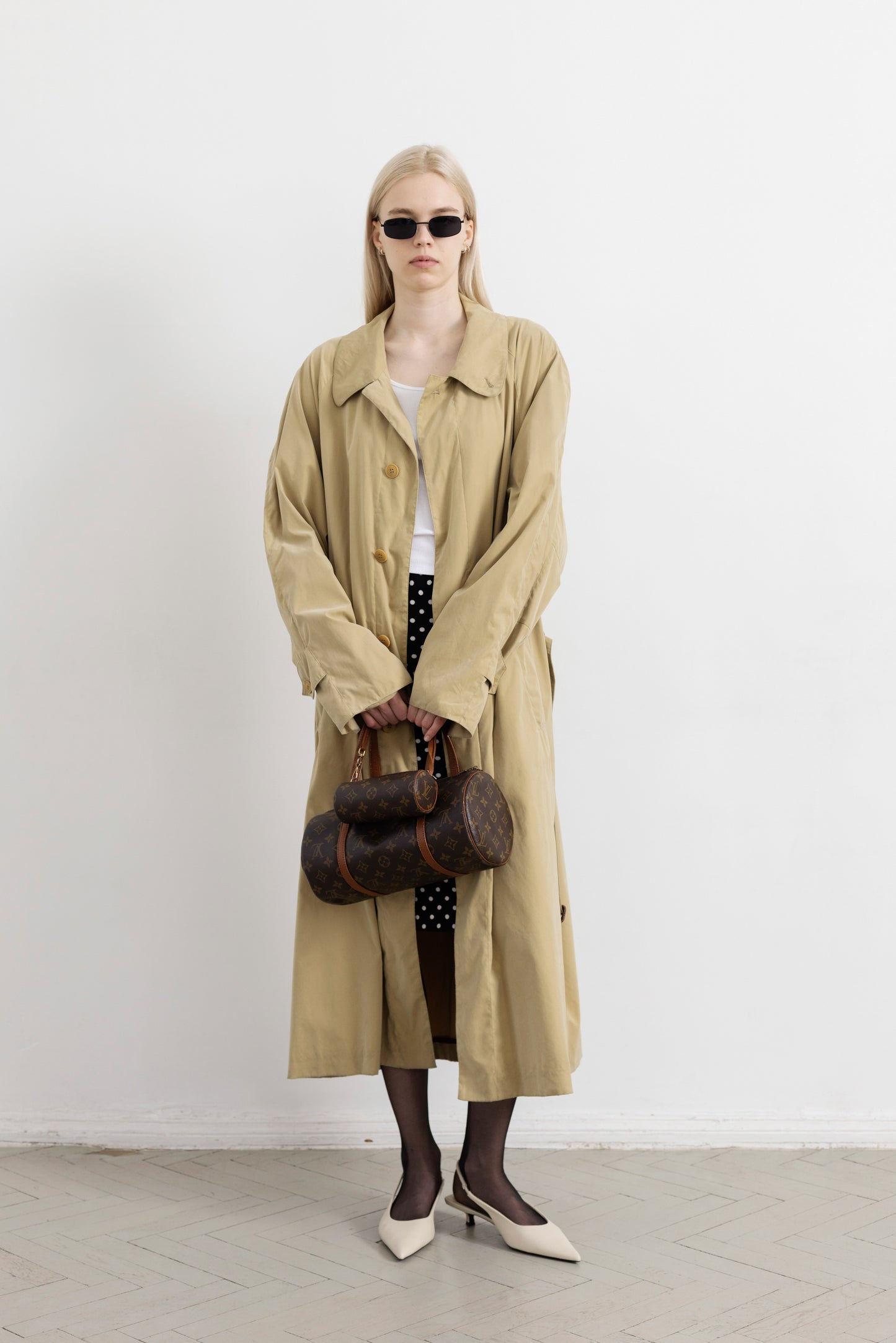 Vintage Khaki Beige Trench Coat