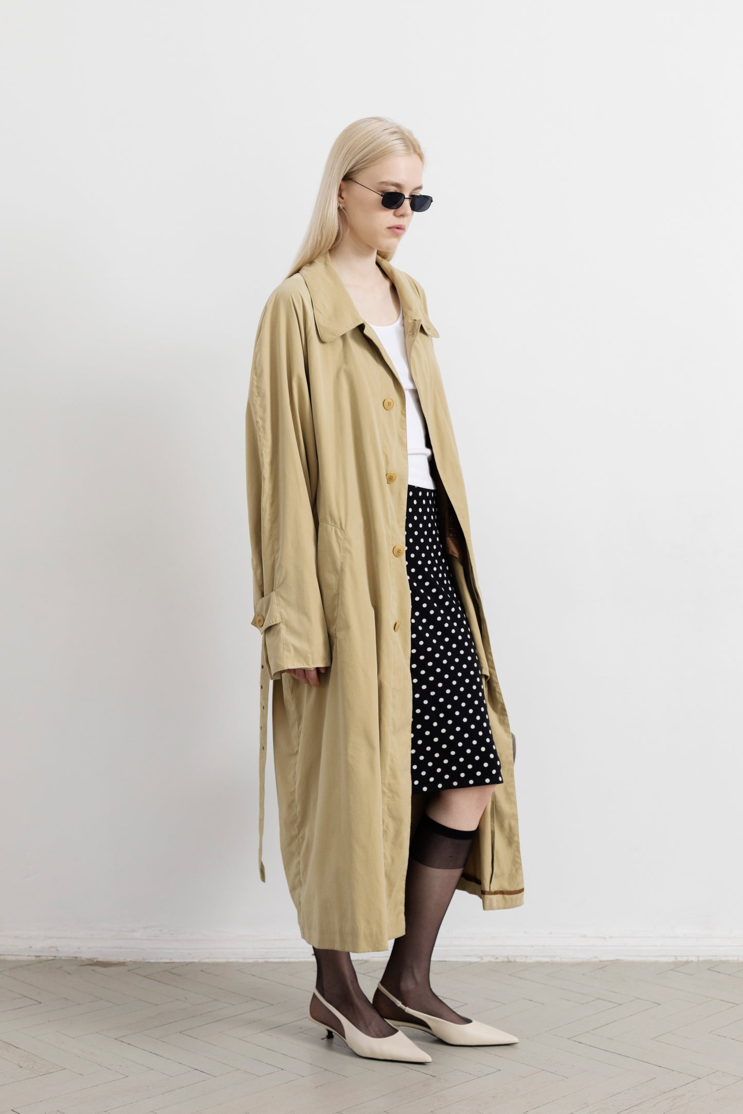 Vintage Khaki Beige Trench Coat