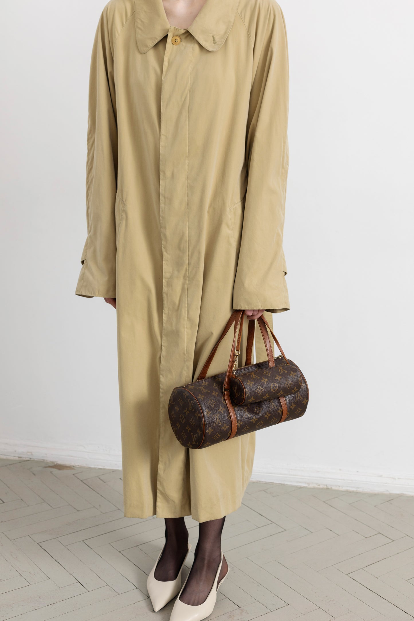Vintage Khaki Beige Trench Coat