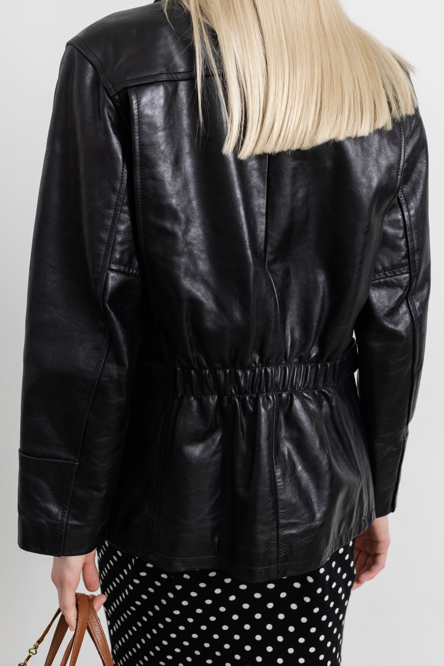Vintage Black Leather Belted Jacket