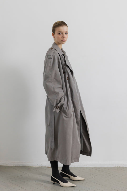 Vintage Grey Oversized Trench Coat
