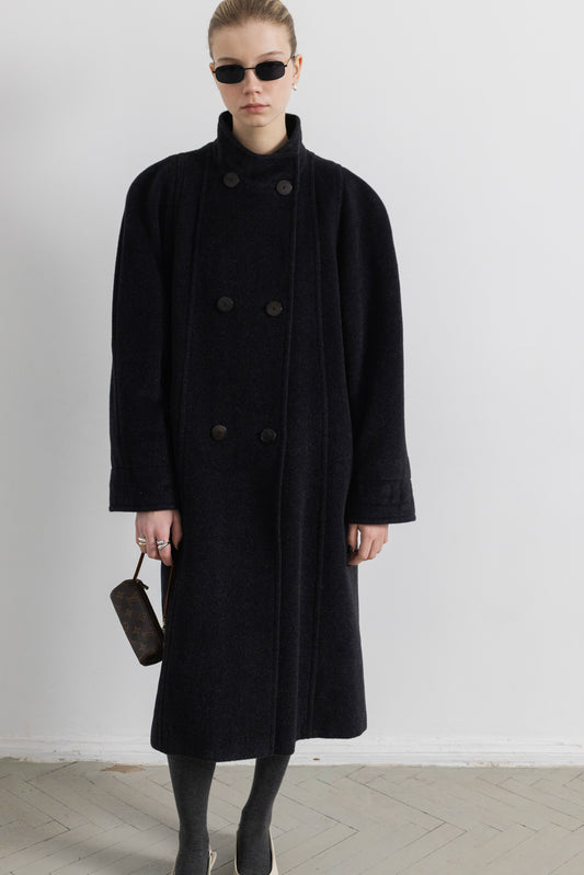 Vintage Dark Grey Mohair Wool Coat