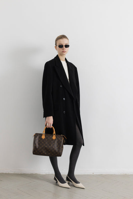 Vintage Short Black Angora Wool Coat