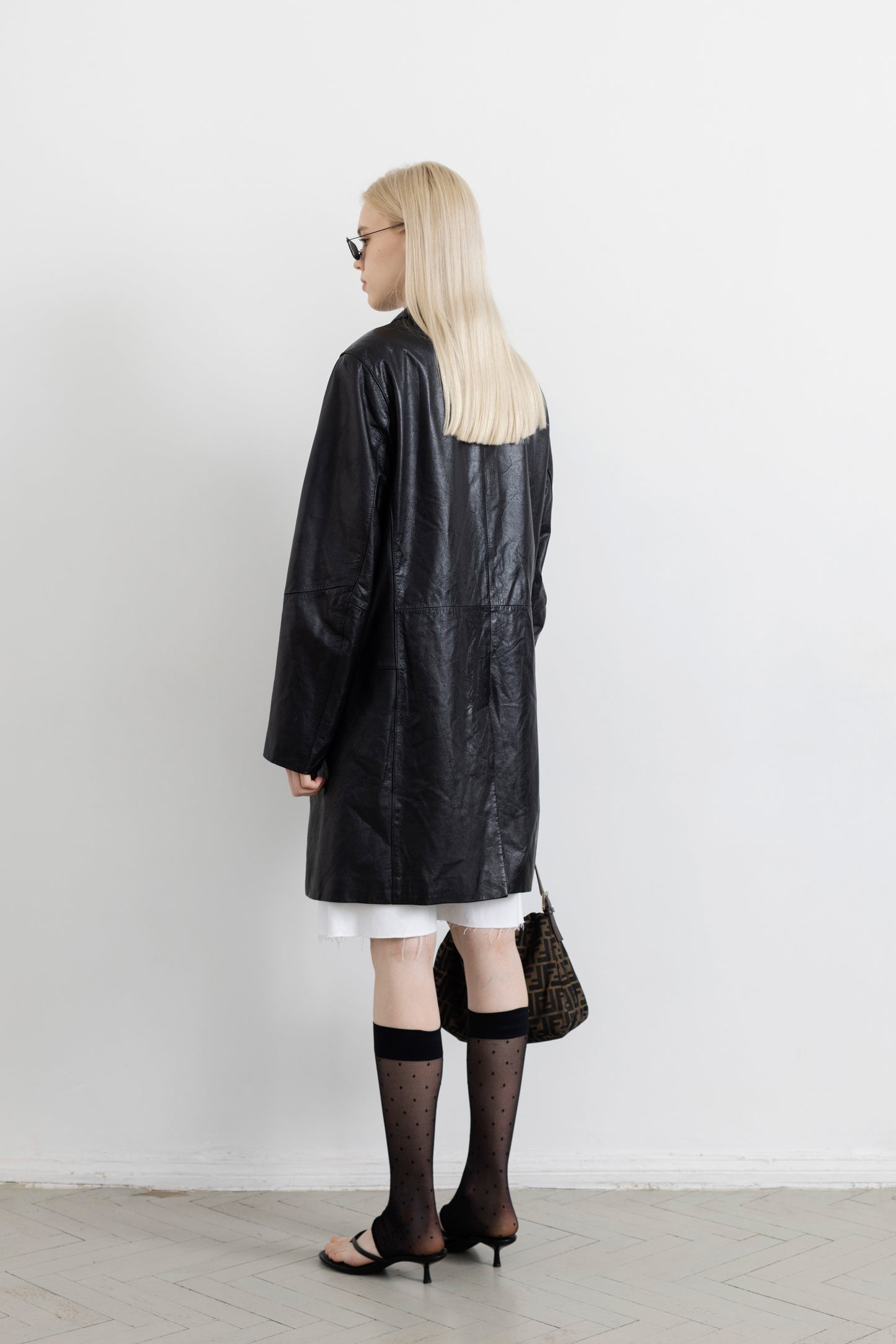 Vintage Mid-Length Black Leather Jacket