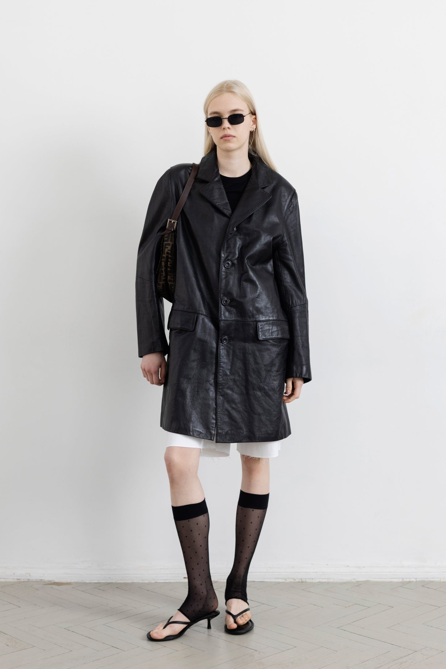 Vintage Mid-Length Black Leather Jacket