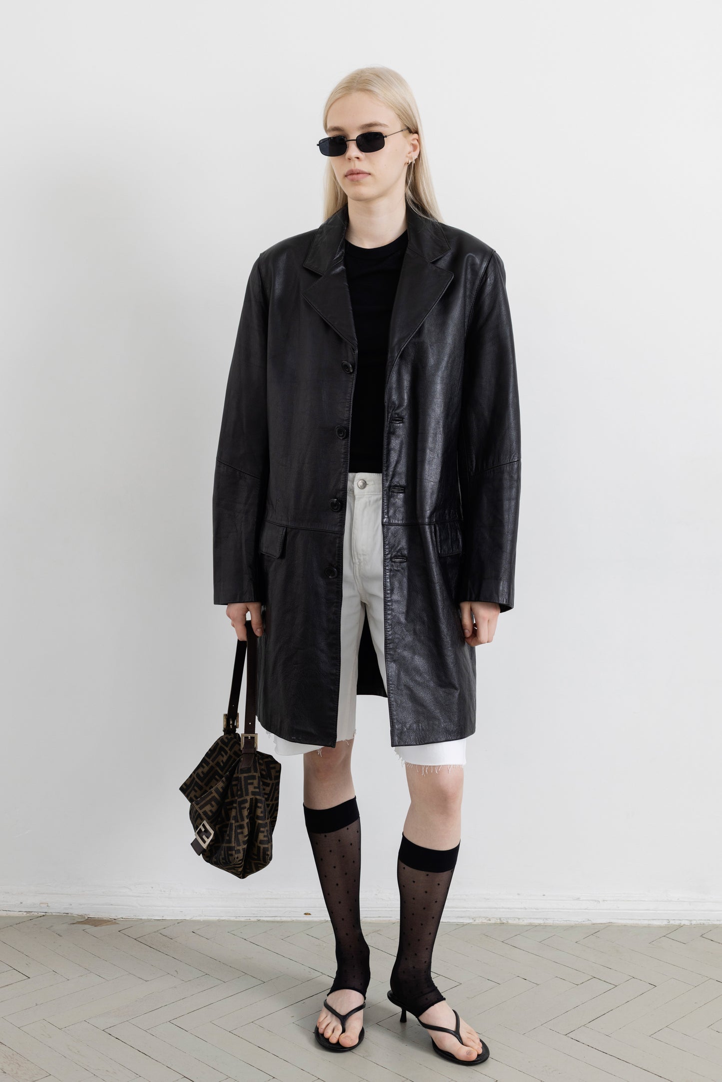 Vintage Mid-Length Black Leather Jacket