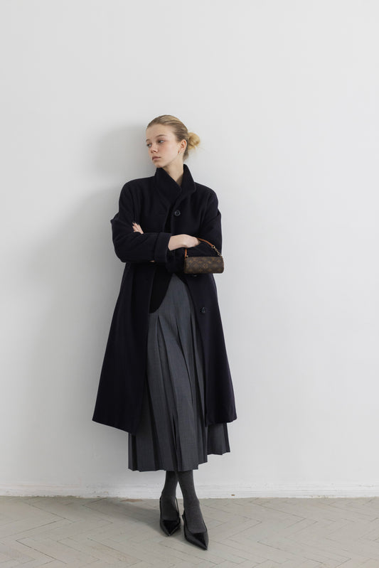 Vintage Navy Cashmere Wool Coat