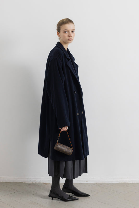 Vintage Navy Cashmere Wool Coat
