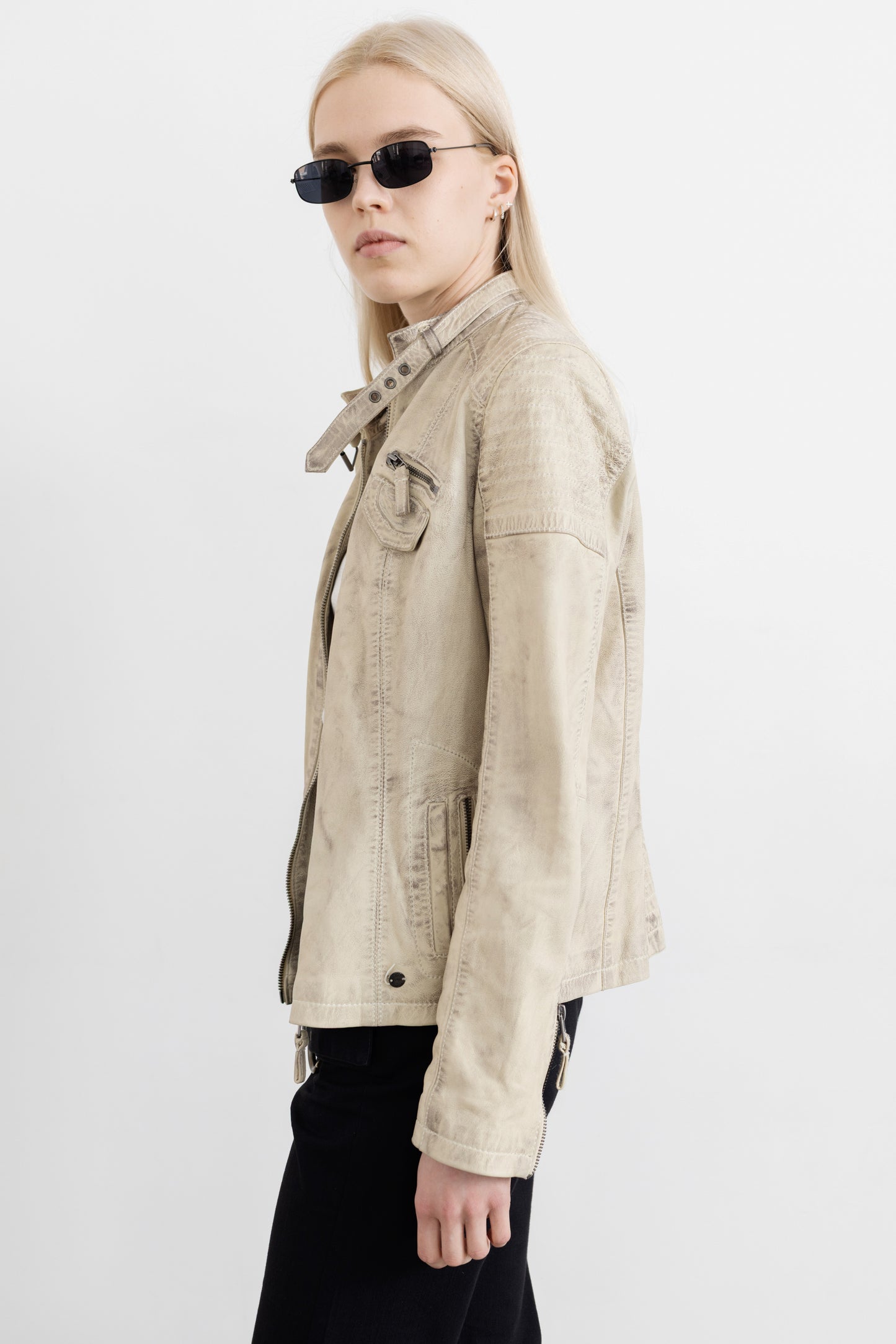 Vintage Butter Yellow Leather Racer Jacket