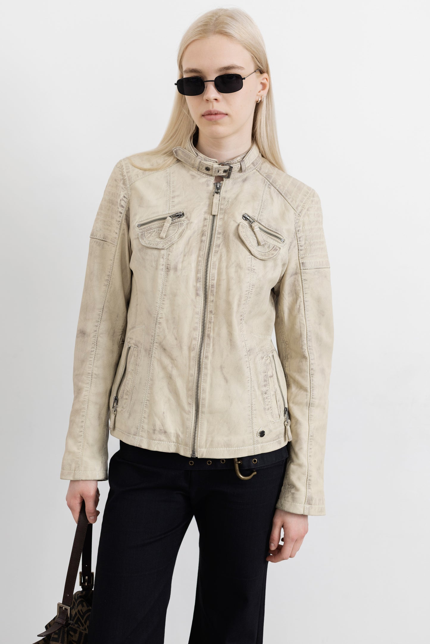 Vintage Butter Yellow Leather Racer Jacket
