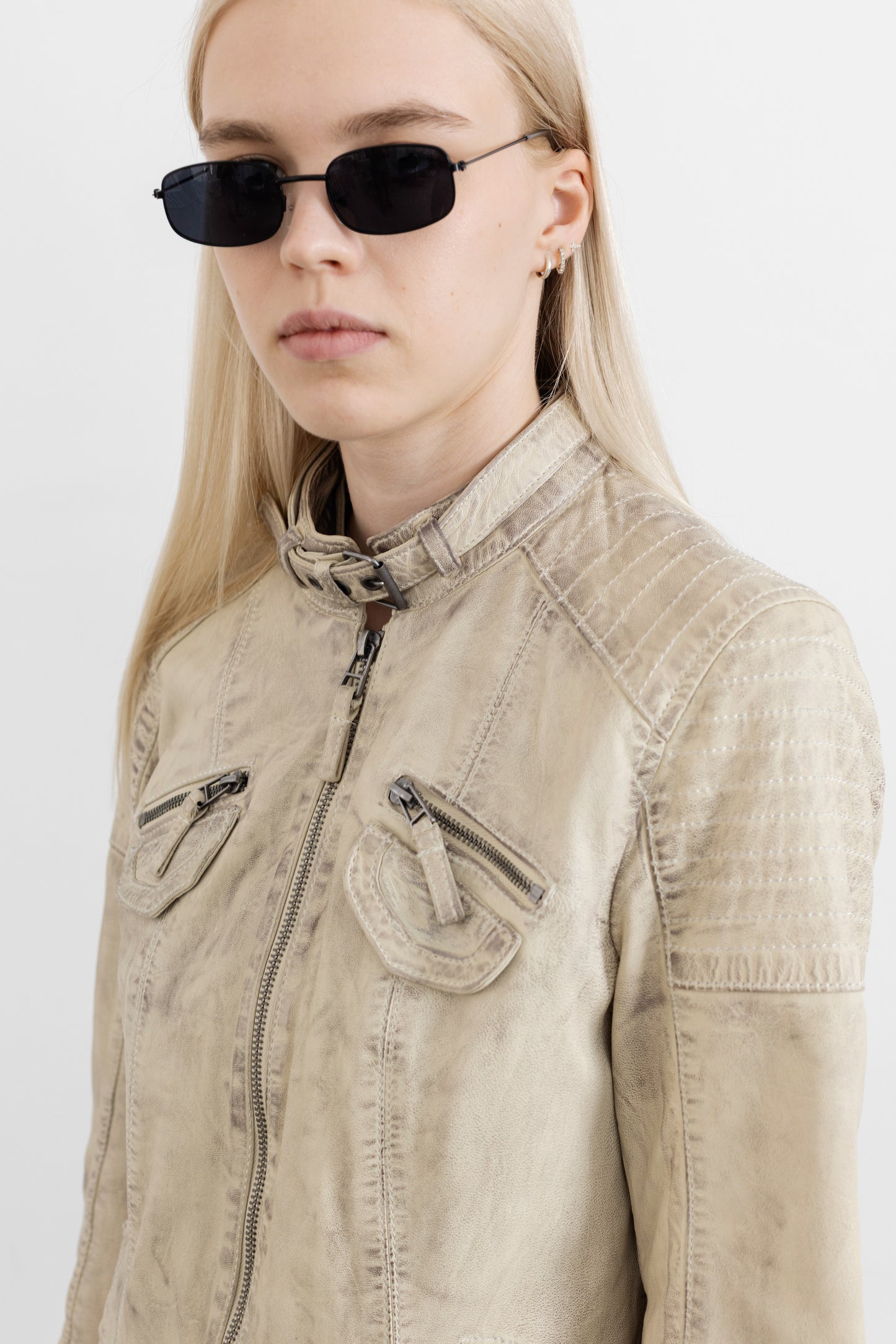 Vintage Butter Yellow Leather Racer Jacket