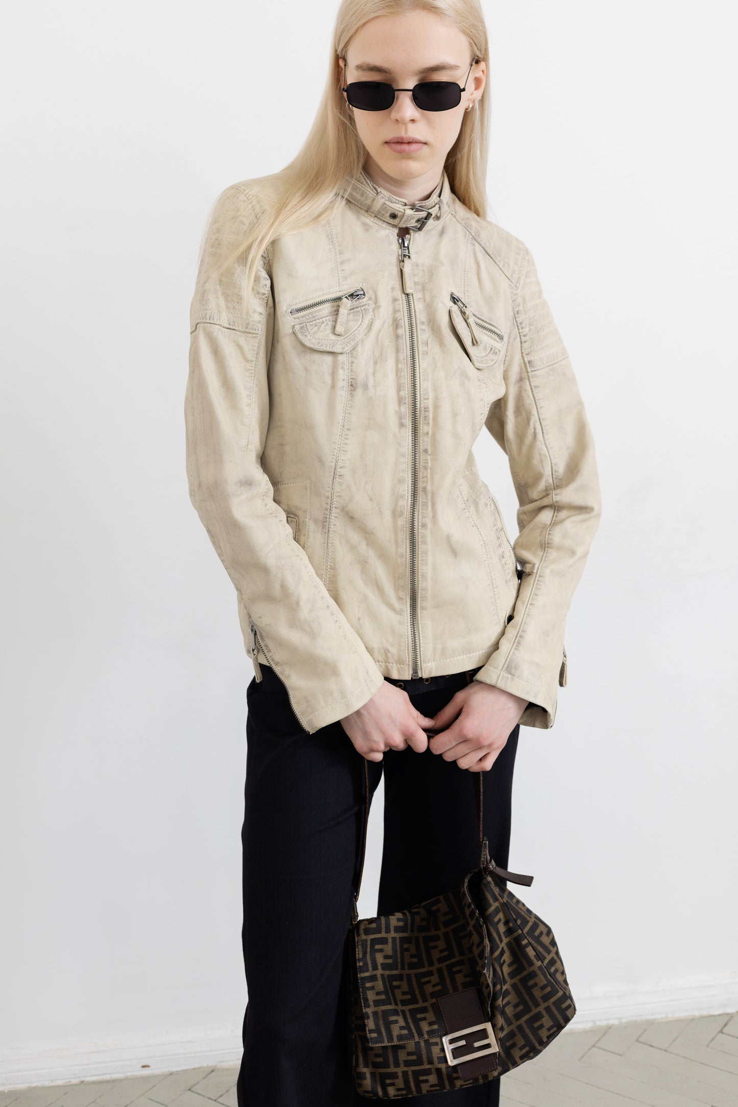 Vintage Butter Yellow Leather Racer Jacket