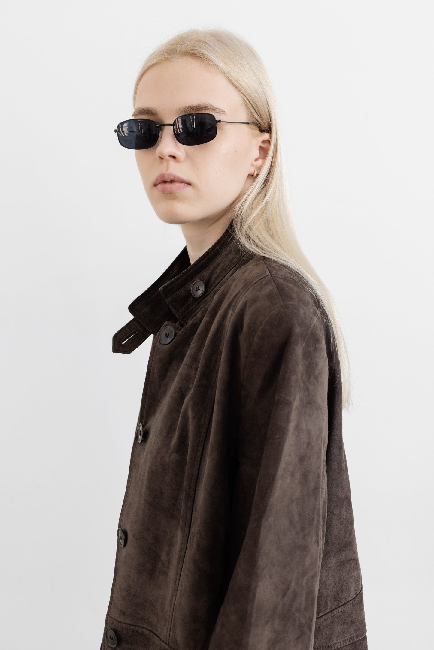 Vintage Long Brown Suede Leather Jacket