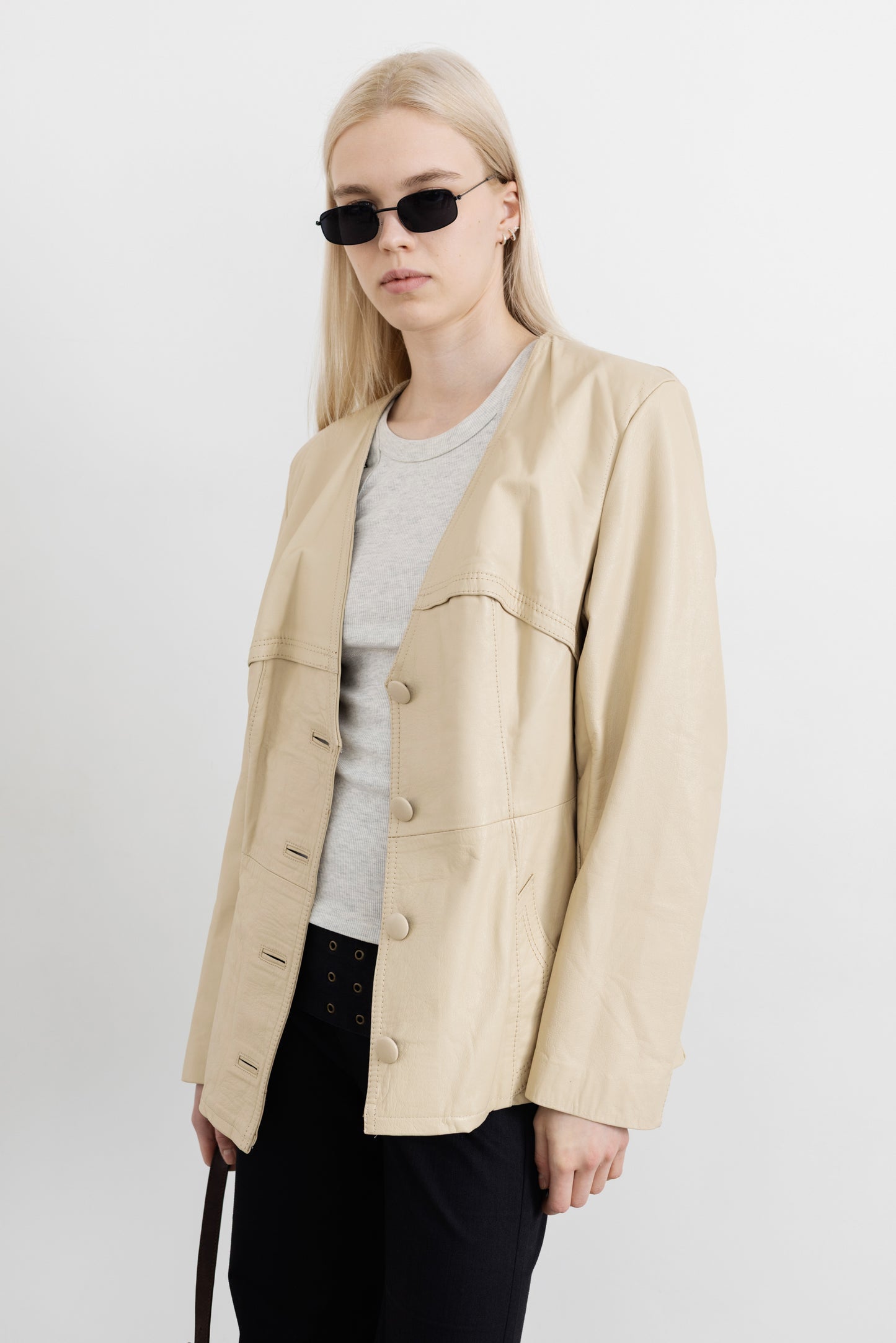 Vintage Butter Yellow Leather Jacket