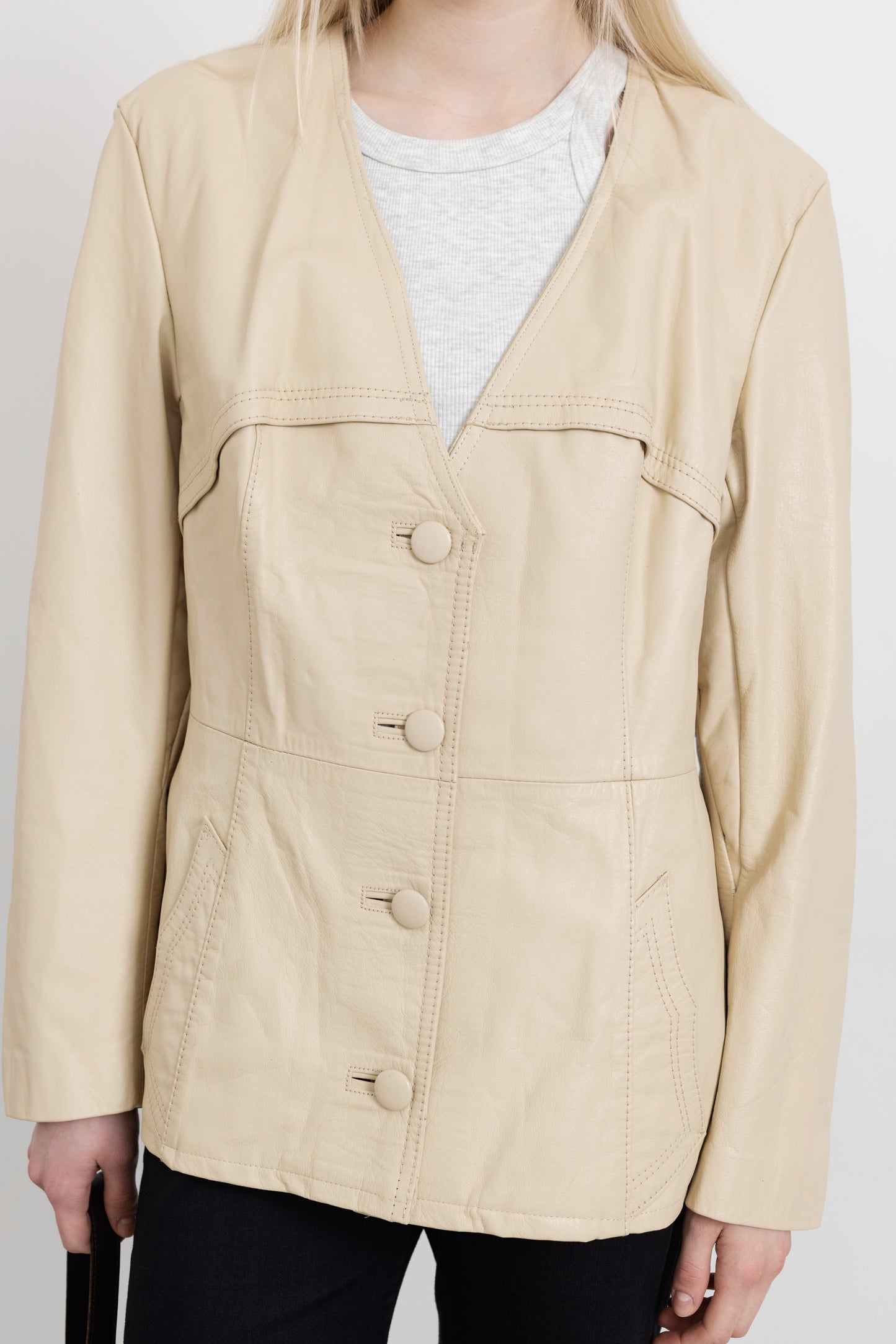 Vintage Butter Yellow Leather Jacket